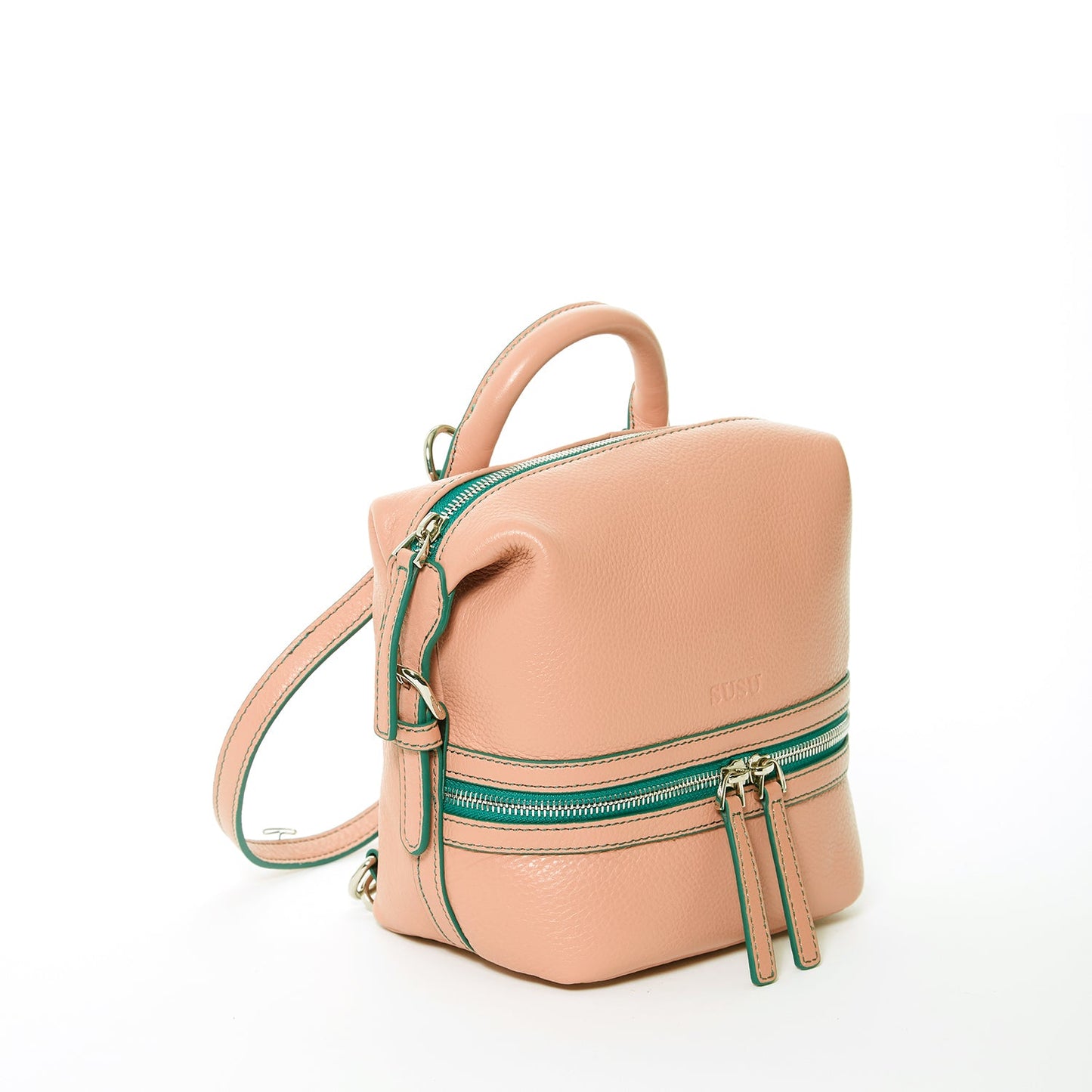 SUSU Pink Leather Backpack Purse for Women Convertible Crossbody Bag