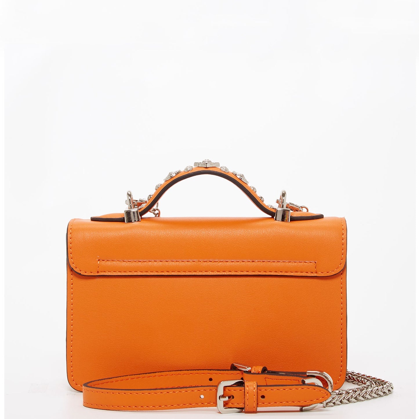 SUSU Studded Small Leather Crossbody Bag Orange Purse Cute Handbag
