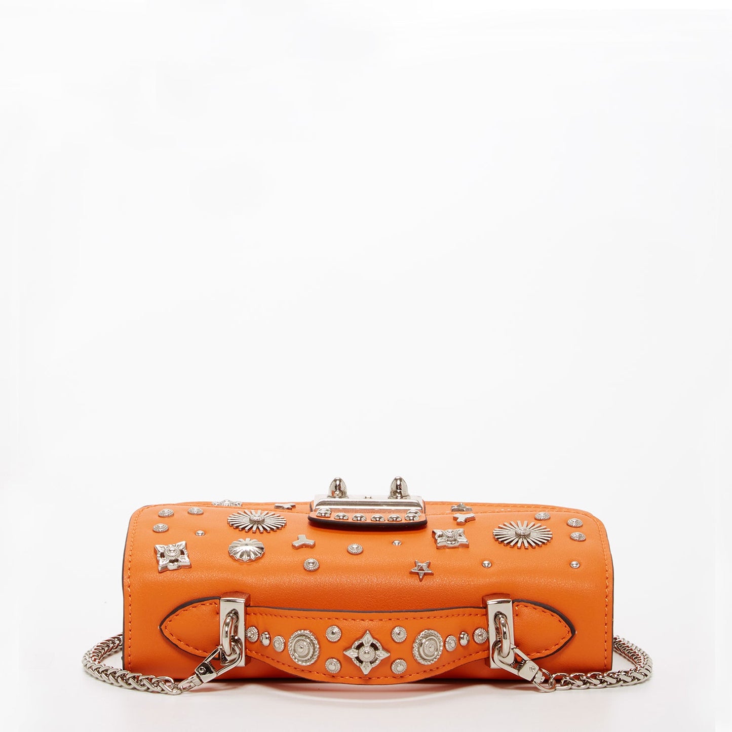 SUSU Studded Small Leather Crossbody Bag Orange Purse Cute Handbag