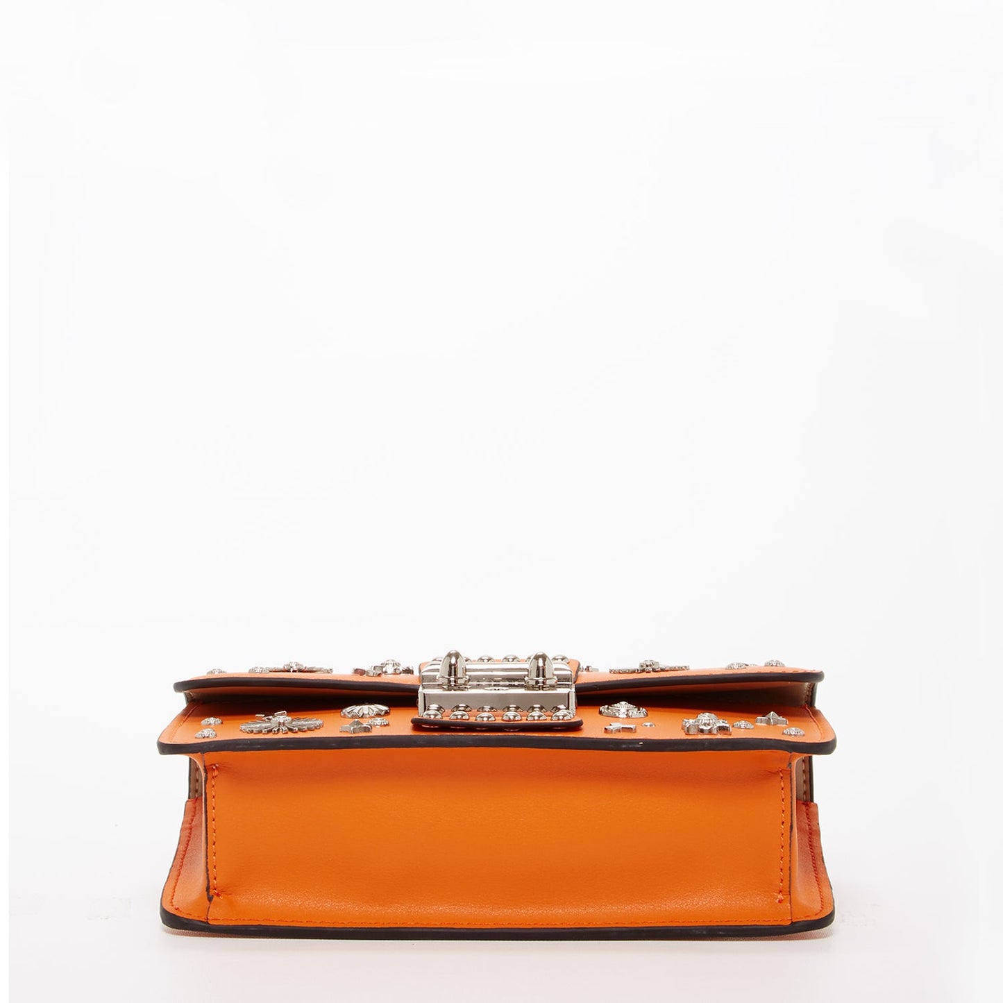 SUSU Studded Small Leather Crossbody Bag Orange Purse Cute Handbag