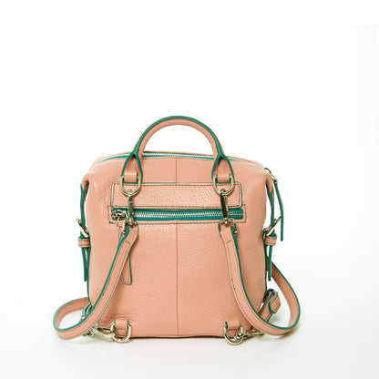 SUSU Pink Leather Backpack Purse for Women Convertible Crossbody Bag