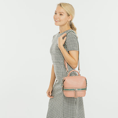 SUSU Pink Leather Backpack Purse for Women Convertible Crossbody Bag
